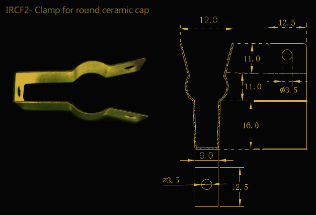 Quartz Lamp Fixtures - IRCF2- Clamp for round ceramic cap