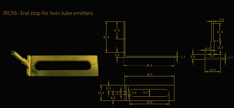 Quartz Lamp Fixtures - IRCF6- End stop for twin tube emitters